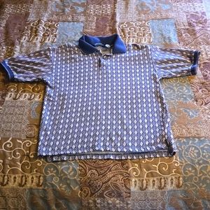Boys Dress Shirt. S/S. Sz M. Navy Blue and Cream EUC